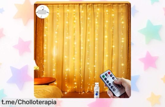 Cortina de luces Navidad 3x2.7m con 300 LEDs para encender tus fiestas y rincones, ¡rebajada a un precio increíble que no podrás dejar escapar!