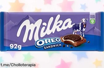 Deliciosa tableta de chocolate con leche Milka Oreo Sándwich en oferta, crujiente y cremosa; el momento perfecto para compartir dulzura y risas ¡No te quedes sin tu gustazo!