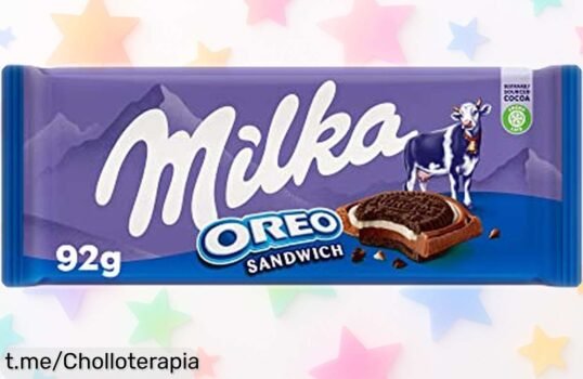 Deliciosa tableta de chocolate con leche Milka Oreo Sándwich en oferta, crujiente y cremosa; el momento perfecto para compartir dulzura y risas ¡No te quedes sin tu gustazo!