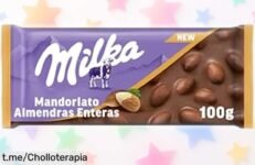 Deliciosa tableta de chocolate con leche Milka y almendras: ¡precio rebajado que no podrás ignorar! Date ese capricho ahora antes de que se acabe esta oferta.