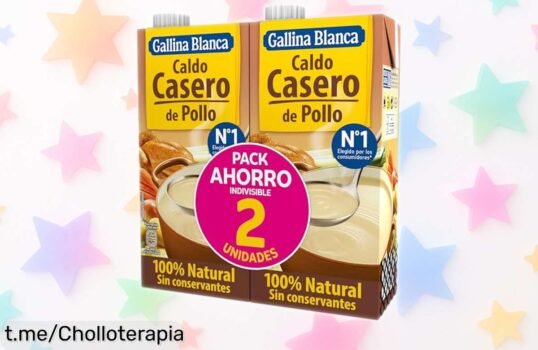 Delicioso caldo casero de pollo Gallina Blanca 2 x 1L a fuego lento, ¡super chollo que realzará tus comidas! Aprovecha esta rebaja increíble y disfruta de cada bocado hoy mismo.