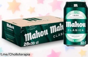 Delicioso pack de 28 latas Mahou Clásica en oferta brutal, ideal para disfrutar momentos especiales; ¡no dejes escapar esta oportunidad refrescante y ántes que se agote!
