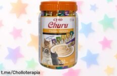Deliciosos snacks cremosos INABA Churu para gatos, ¡oferta limitada en precio rebajado! Sorprende a tu felino con cada bocadito lleno de amor y sabor.