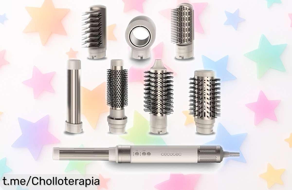 Descubre el cepillo de aire secador Cecotec CeramicCare AirGlam con 8 cabezales ¡Aprovecha este chollo rebajado y luce el peinado que siempre has querido!