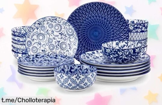 Deslumbrante juego de vajilla azul Vancasso Selene para 6, calidad y diseño irresistible a precio rebajado: ¡No dejes escapar este super chollo que iluminará tus comidas!