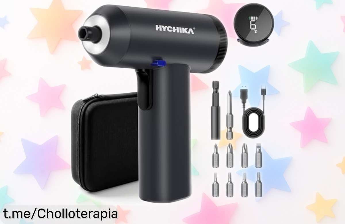 Destornillador eléctrico Hychika con pantalla LCD y luz LED, ¡ofertón inigualable que facilitará tus tareas! Corre por este super chollo antes de que se acabe.