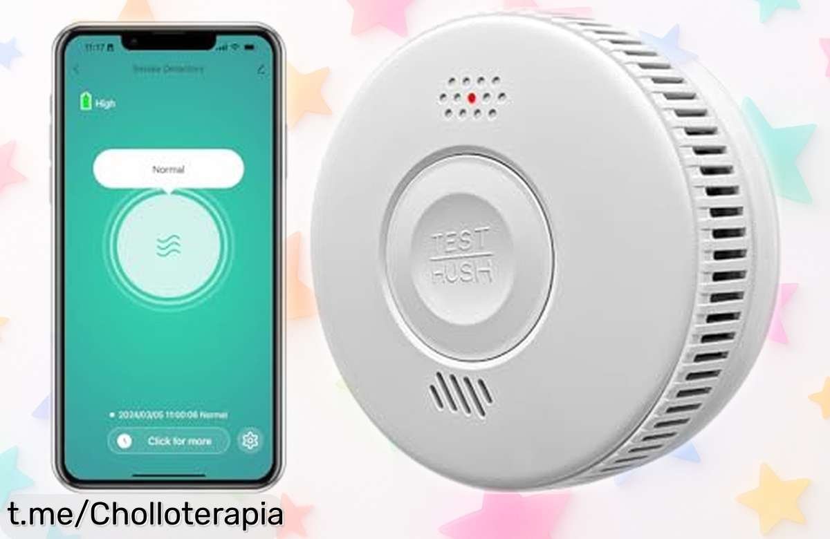 Detector de humo WiFi con sensor fotoeléctrico que protege a tu familia al instante, ¡rebajado para que no te quedes sin el tuyo! Comparte la alarma y actúa rápido, vuelan las unidades.