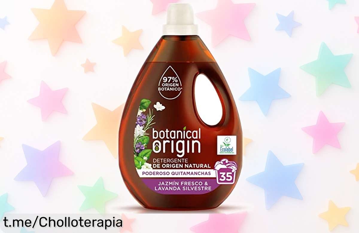 Detergente ecológico Botanical Origins para lavadora, 35 lavados de frescura y cuidado que te harán sentir genial, ahora a un precio increíble. ¡No dejes escapar este super chollo!