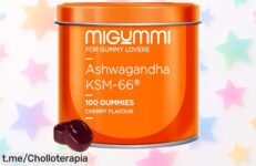 Disfruta de la tranquilidad con estas gominolas de Ashwagandha, ¡rebajadas para que tu bienestar no espere! Energía y relajación en cada bocado, déjate llevar por el chollo.