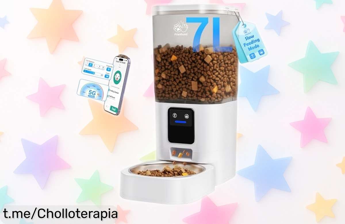 Dispensador automático de comida para gatos Frienhund WiFi: ¡chollazo con descuento! Tu mascota feliz y bien alimentada, pero date prisa que vuela la oferta.