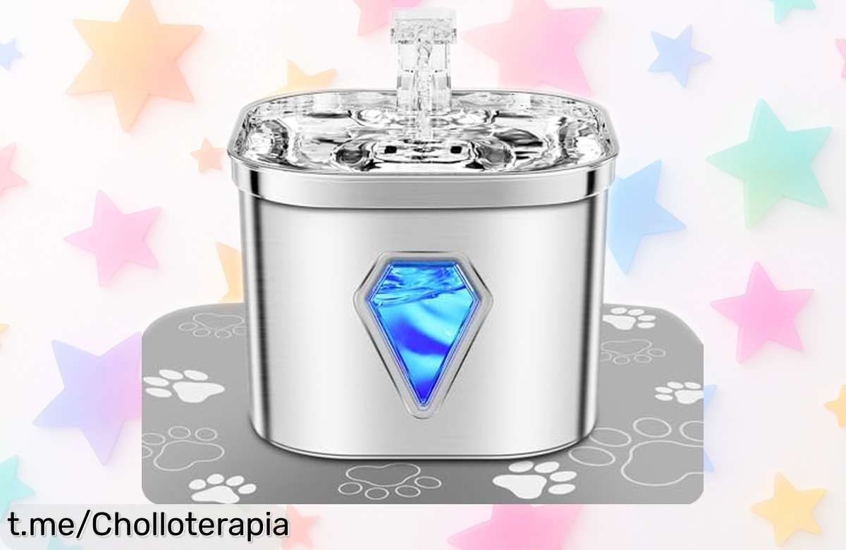 Dispensador de agua para gatos y perros Euary acero inox: ¡rebaja brutal! Asegura frescura y salud para tu peludo; no te quedes sin el mejor aliado en su hidratación.