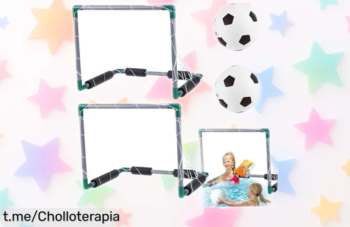 Divertidísimo kit de juegos de piscina con 2 porterías flotantes y pelotas, súper rebajado para que los peques se diviertan a lo grande este verano ¡Hazlo tuyo antes de que se agote!