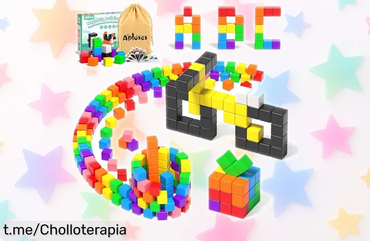 Divertidísimos bloques magnéticos Apluses, 54 piezas para construir y aprender jugando a un precio loco. ¡No te quedes sin ellos y haz brillar la sonrisa de tus peques!