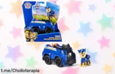 Divertido coche de policía Paw Patrol con figura Chase, perfecto para mil aventuras ¡Corre que está rebajado y las sonrisas de los peques no esperan!