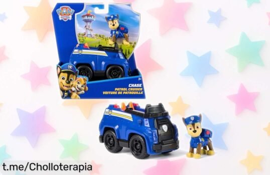 Divertido coche de policía Paw Patrol con figura Chase, perfecto para mil aventuras ¡Corre que está rebajado y las sonrisas de los peques no esperan!