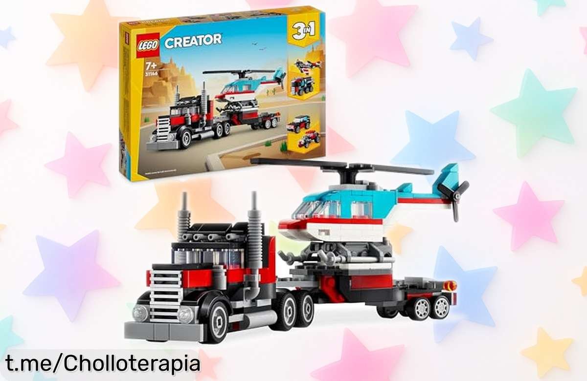 Diviértete sin límites con el camión plataforma y helicóptero de LEGO Creator 3 en 1 a precio rebajado, ¡las últimas unidades están volando!