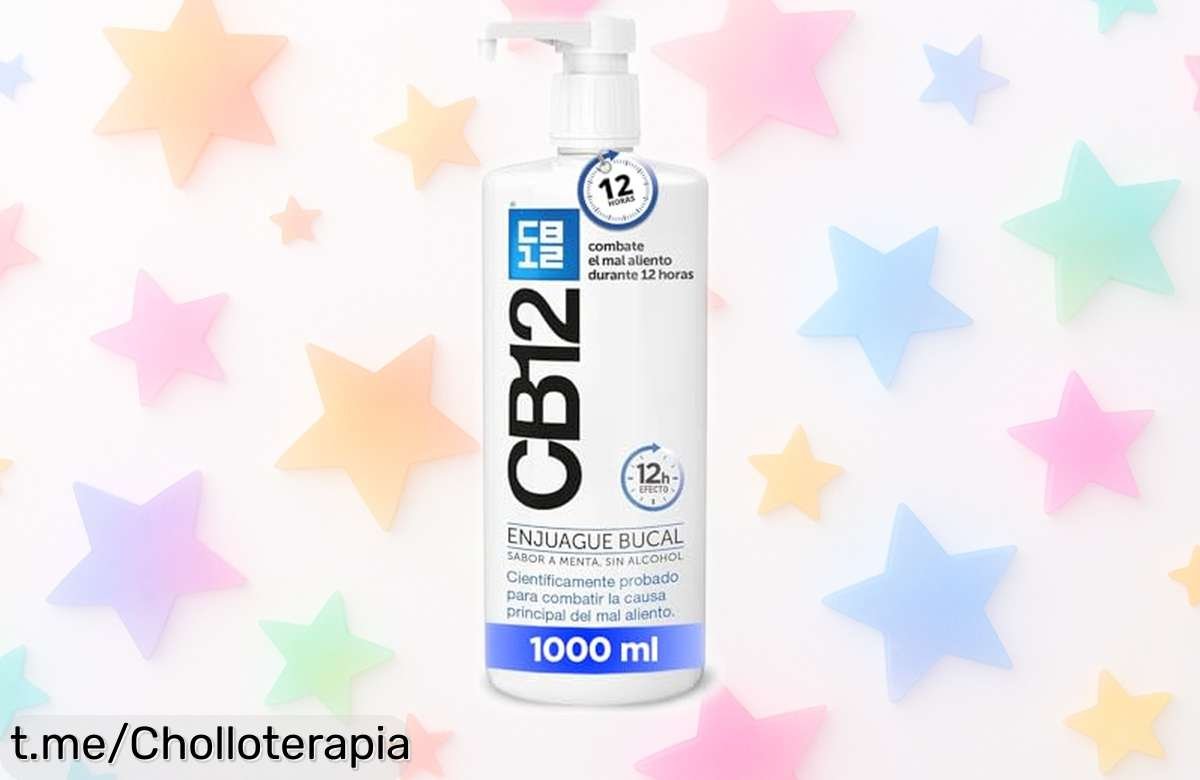 Enjuague bucal CB12 para mal aliento 12 horas, precio rebajado y sabor menta fresco; aprovecha este super chollo y sonríe sin miedo ¡No te lo pierdas!