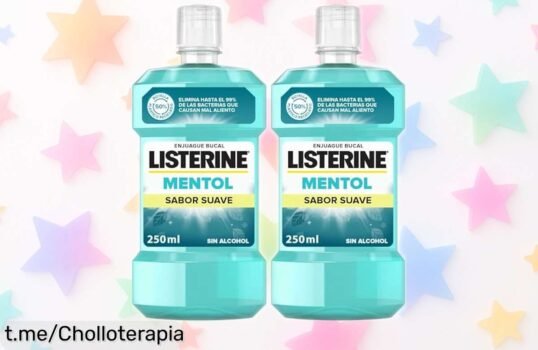 Enjuague bucal Listerine Mentol sabor suave: ¡protege tus encías y elimina 99% de bacterias en pack de 2 a precio rebajado! Tu mejor aliento te espera, no lo pierdas.