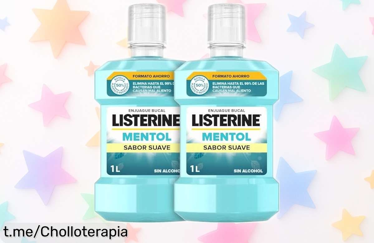 Enjuague bucal Listerine mentol 2x1L sin alcohol a precio loco: frescura intensa por 24h que tu boca merece, ¡aprovéchalo antes de que se acabe!