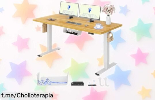 Escritorio elevable eléctrico Flexispot de 160x80 con doble motor y memoria inteligente, ¡increíble chollo para transformar tu espacio y trabajar a lo grande!