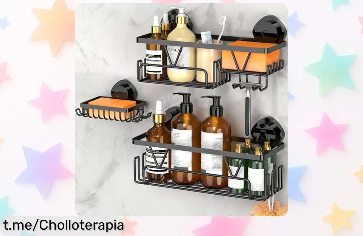 Estantería de baño Kegii con ventosas súper fuerte, ¡chollazo rebajado para que olvides los líos y disfrutes cada ducha! No te la pierdas, transformarás tu rutina diaria.