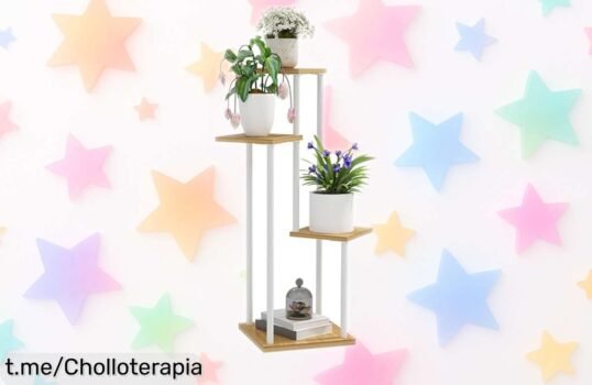 Estantería para plantas de 4 niveles Outsunny, ¡ofertón con cupón! Aprovecha este descuento brutal y transforma tu hogar en un rincón lleno de vida y alegría.