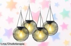 Farolillos solares colgantes KagoLing, 4 piezas resistentes al agua: ilumina tu jardín con estilo vintage a un precio rebajado ¡Apresúrate antes de que se agoten!