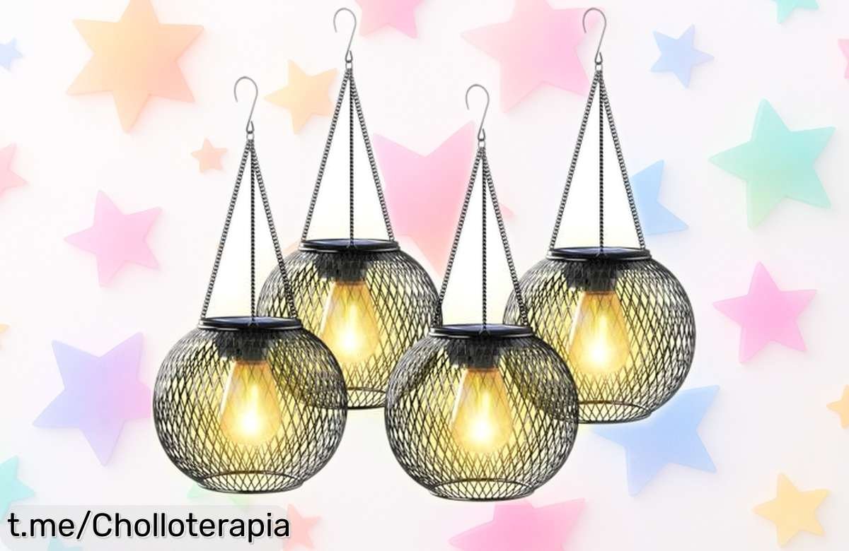 Farolillos solares colgantes KagoLing, 4 piezas resistentes al agua: ilumina tu jardín con estilo vintage a un precio rebajado ¡Apresúrate antes de que se agoten!