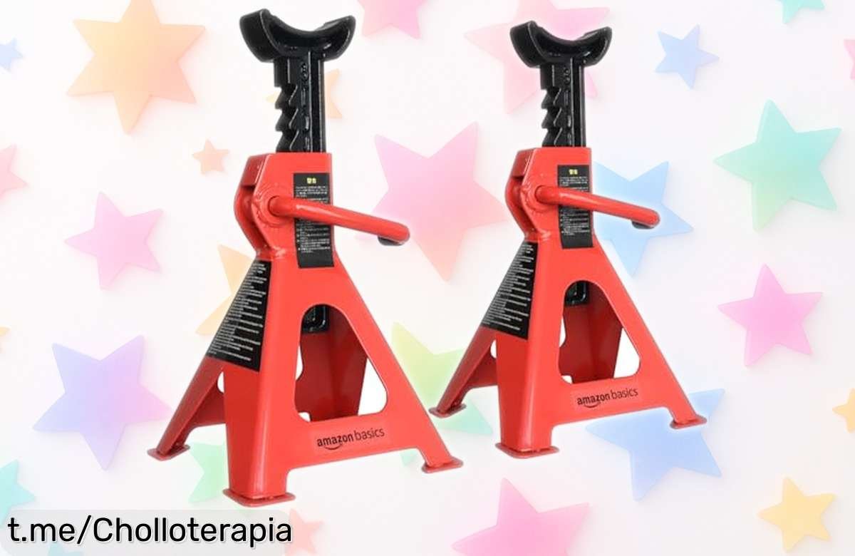 Gatos estabilizadores Amazon Basics de acero para 3 toneladas, ahora a un precio loco; asegura tu coche y trabaja con tranquilidad, ¡aprovecha este super chollo antes que se acabe!