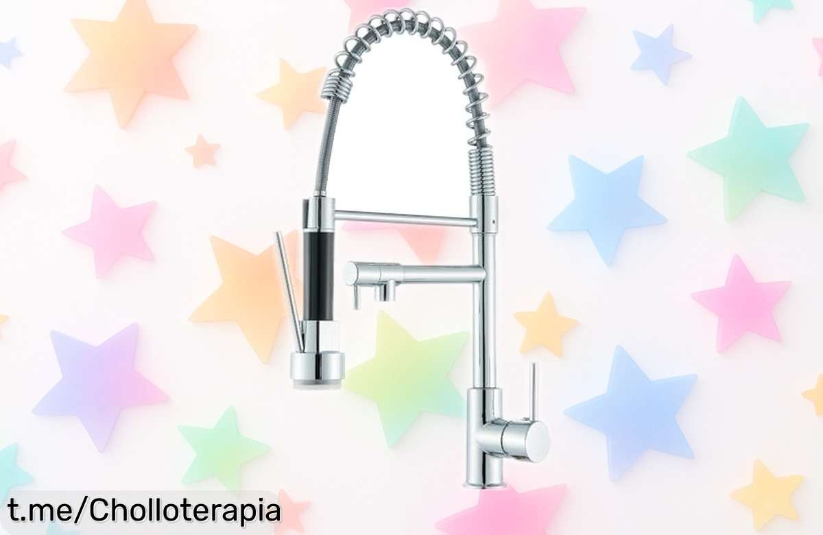 Grifo de cocina Saeuwtowy con led que cambia de color y giratorio 360°, super resistente a precio rebajado, ¡aprovecha este ofertón antes de que se agote y transforma tu espacio!