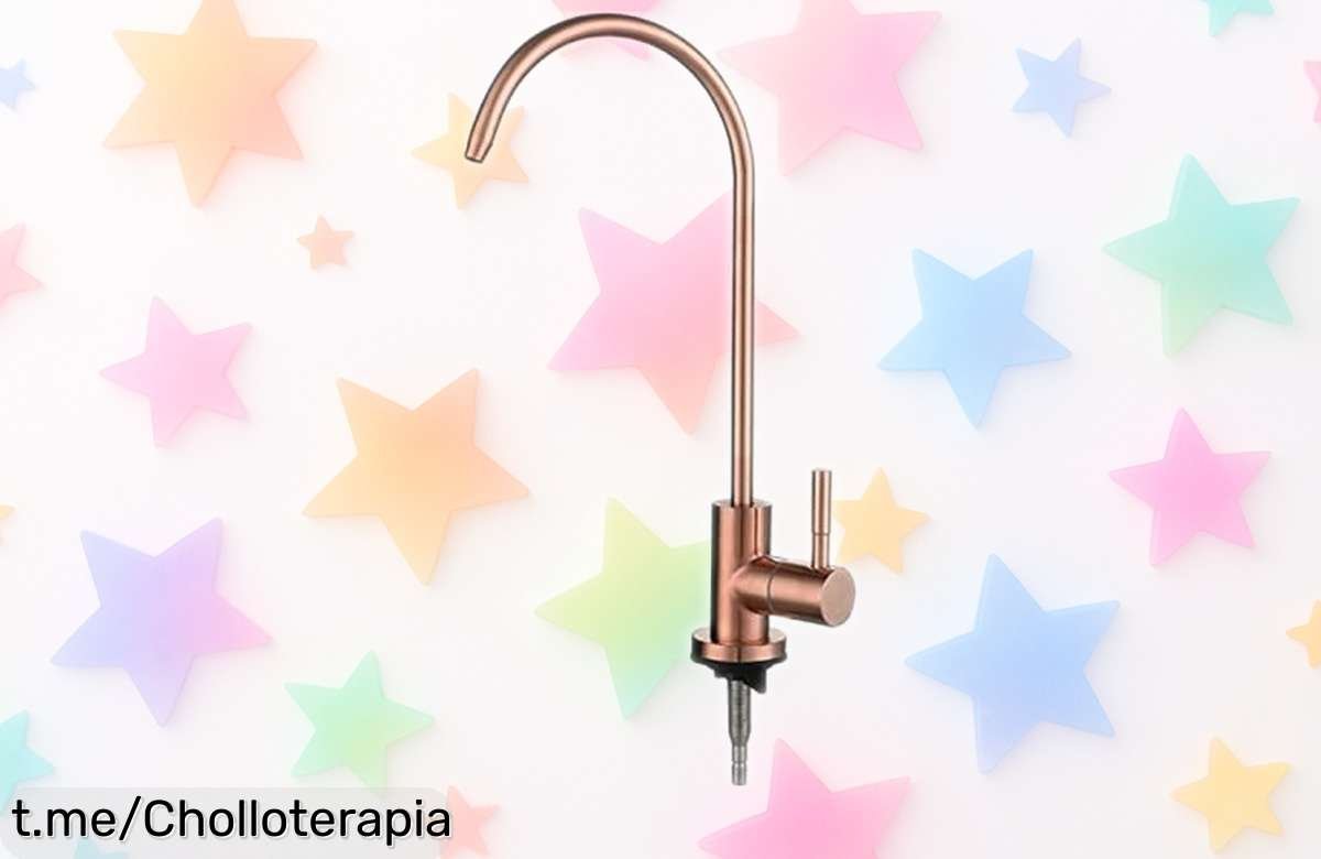 Grifo de cocina con cuello de cisne en oro rosa a precio loco, ideal para agua potable; aprovecha este super chollo y transforma tu cocina hoy mismo.