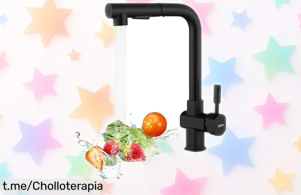 Grifo de cocina extraíble con giro 360°, un ofertón para darle vida a tu pila y dejar todo reluciente. ¡No te quedes sin el tuyo, es la oportunidad que esperabas!