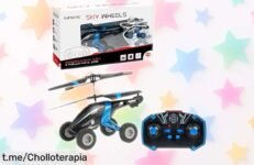 Helicóptero RC Bizak Sky Wheels, acrobacias por tierra y aire a precio loco. ¡Haz que tus peques se diviertan pilotando hoy mismo sin complicaciones!