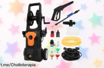 Hidrolimpiadora eléctrica WODHMIEY 1300W, limpieza fácil y eficaz a un precio rebajado; aprovecha este super chollo y disfruta de tu coche y patio siempre impecables.