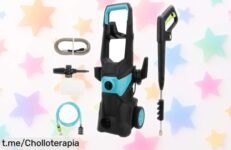 Hidrolimpiadora eléctrica azul ultra potente de 275 bares con 4 boquillas y manguera de 10 m, ¡precio rebajado irresistible para que limpies a fondo antes de que se agote!