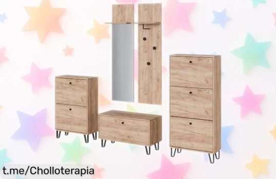 Impresionante conjunto de espejo Siri en roble dorado para que tu recibidor brille; precio rebajado por tiempo limitado, ¡no te pierdas este ofertón que vuela!