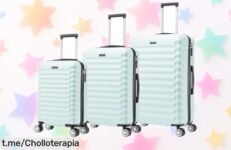 Impresionante juego de 3 maletas trolley turquesa resistentes y ligeras con ruedas giratorias. ¡No dejes escapar este precio rebajado, corre antes que se agoten!