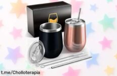 Impresionante pack de 2 copas de vino de acero inoxidable que mantendrán tu bebida perfecta horas; aprovecha esta bajada de precio y disfruta esos momentos inolvidables con amigos.