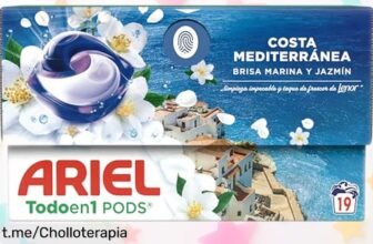 Increíble detergente Ariel Todo en 1 PODS Brisa Marina y Jazmín a un precio rebajado, ¡haz que tu ropa huela increíble con cada lavado! No dejes pasar este ofertón, queda poco.