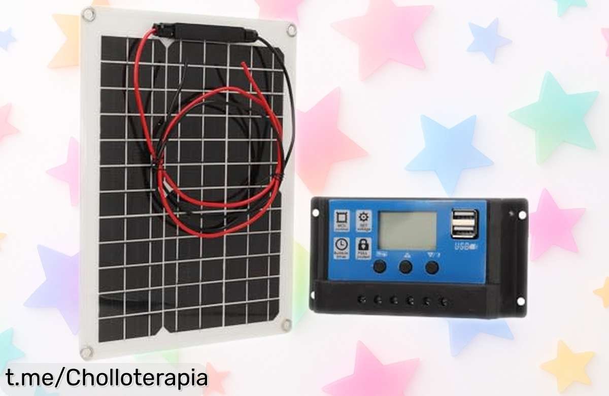 Increíble kit de panel solar impermeable de 15W, carga tu móvil rápido incluso en días nublados. ¡Aprovecha este super chollo que no durará!
