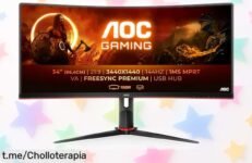 Increíble monitor gaming curvo 34 AOC CU34G2X/BK a precio loco, vive la acción en ultra nítido y sin tirones. ¡Acelera tu juego antes de que se esfume esta oferta!