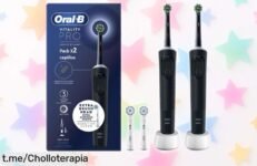 Increíble pack de 2 cepillos eléctricos Oral-B Vitality Pro en negro, super chollo para una limpieza potente y duradera. ¡Aprovecha ya porque vuelan y sonríe con confianza!