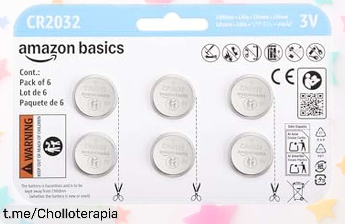 Increíbles pilas de litio Amazon Basics CR2032 en pack de 6, ¡te duran hasta 8 años! Aprovecha este precio rebajado y disfruta de su potencia imbatible antes que se terminen.