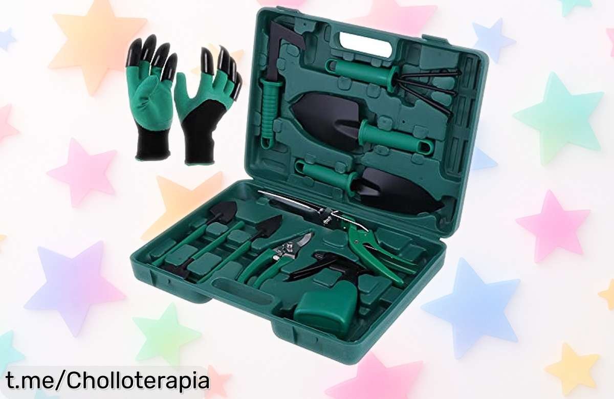 Kit de herramientas de jardinería completo con mango antideslizante, ¡chollazo a un precio de ganga para que disfrutes trabajando en tu jardín este finde!