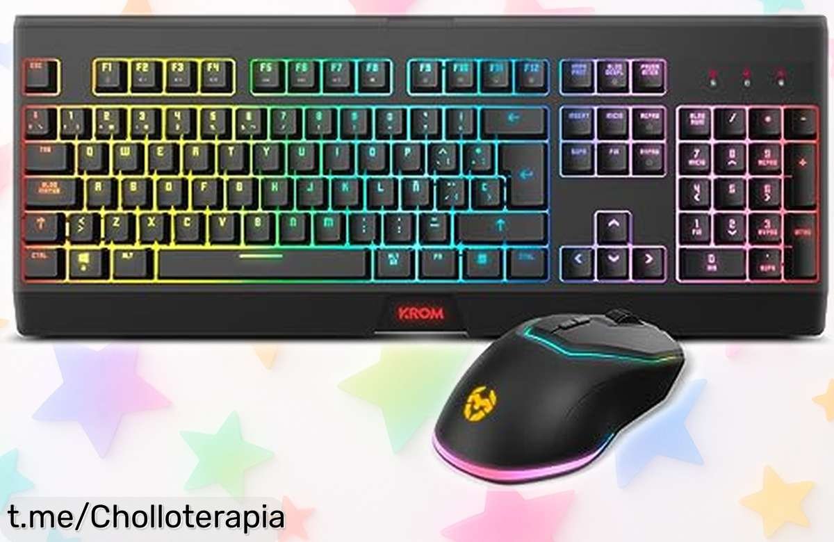 Kit teclado y ratón inalámbrico KROM Kabala con luces RGB a precio loco, perfecto para gamers que buscan control total y estilo. ¡No dejes pasar este super chollo antes que se agote!
