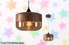 Lámpara colgante moderna de vidrio y madera: súper chollo con precio rebajado, ideal para dar calidez a tu hogar. ¡Ilumina tus espacios ahora mismo antes que se agoten!