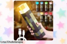 Lámpara de pared con antorcha Fouvin de 28cm y 7 colores, ¡precio loco! Dale magia a las noches de los peques antes que se acabe esta oferta única.