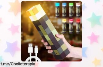 Lámpara de pared con antorcha Fouvin de 28cm y 7 colores, ¡precio loco! Dale magia a las noches de los peques antes que se acabe esta oferta única.