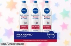 Leche corporal reparadora NIVEA Body Milk en pack de 3 unidades a precio rebajado: ¡ofertón para cuidar tu piel y mimar tu bolsillo, no lo dejes escapar ya!