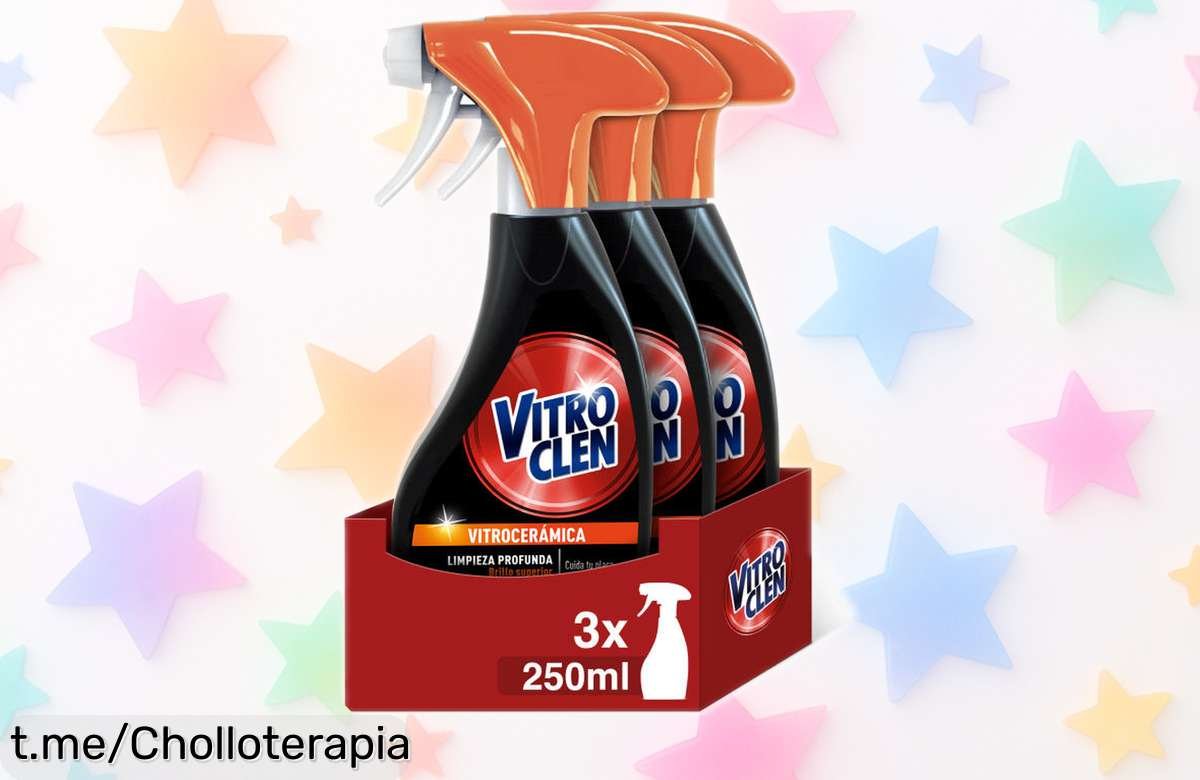 Limpiador de vitrocerámica Vitroclen en pistola, pack de 3×250 ml. ¡Aprovecha este super chollo y haz brillar tu cocina como nunca antes! ¡Oferta que vuela, no te lo pierdas!